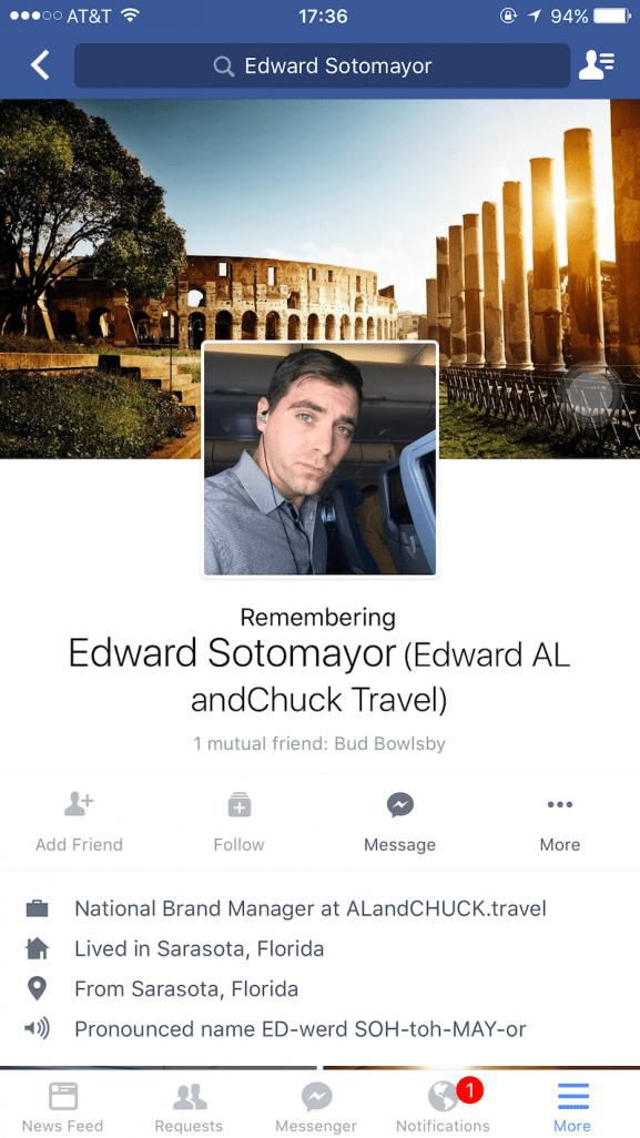 Edward Sotomayor, Facebook